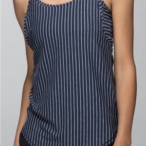 Lululemon Vita Racer Tank Navy and White Striped Cross Back